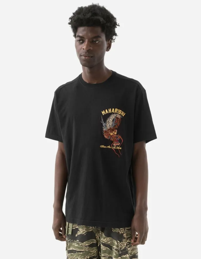 Maharishi Short Sleeve TShirts 6100 Tour Tiger Dragon TShirt Black 8211 Men