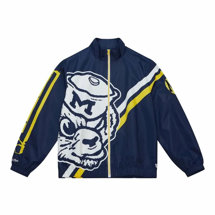 Men039s Jackets and Outerwear Mitchell and Ness Exploded Logo Warm Up Jacket University Of Michigan Men039s Jackets and Outerwear Mitchell and Ness Exploded Logo Warm Up Jacket University Of Michigan