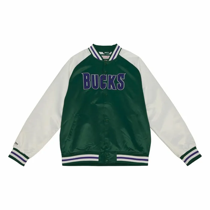 Men039s Jackets and Outerwear Mitchell and Ness Primetime Lightweight Satin Jacket Milwaukee Bucks Men039s Jackets and Outerwear Mitchell and Ness Primetime Lightweight Satin Jacket Milwaukee Bucks