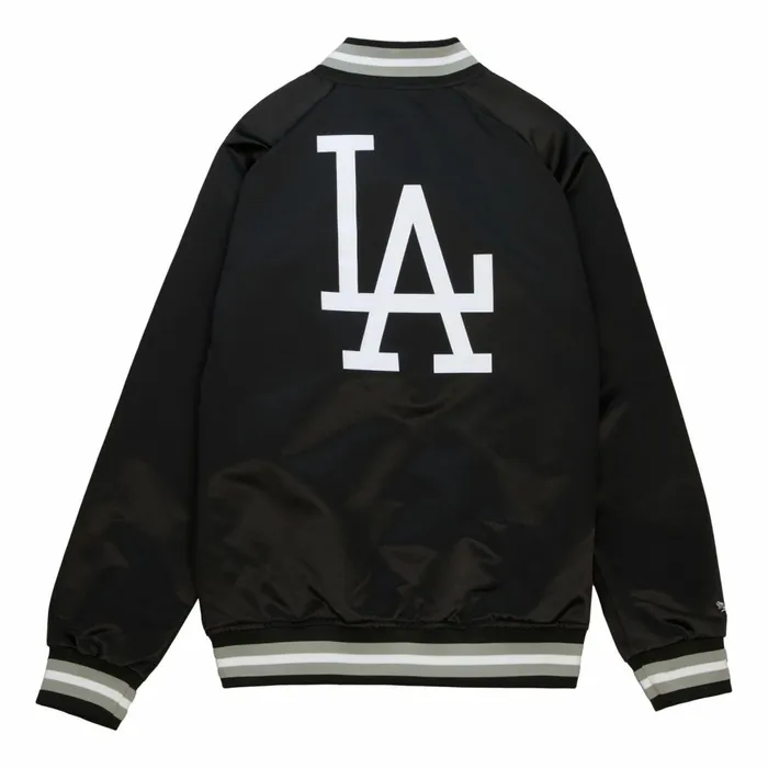 Men039s MLB Mitchell and Ness Double Clutch Lightweight Satin Jacket Los Angeles Dodgers Men039s MLB Mitchell and Ness Double Clutch Lightweight Satin Jacket Los Angeles Dodgers