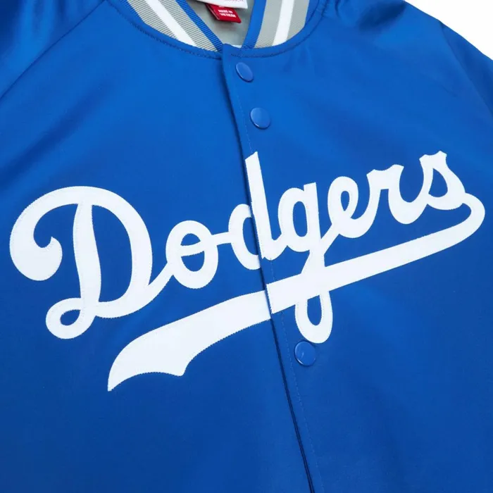 Men039s MLB Mitchell and Ness Double Clutch Lightweight Satin Jacket Los Angeles Dodgers Men039s MLB Mitchell and Ness Double Clutch Lightweight Satin Jacket Los Angeles Dodgers