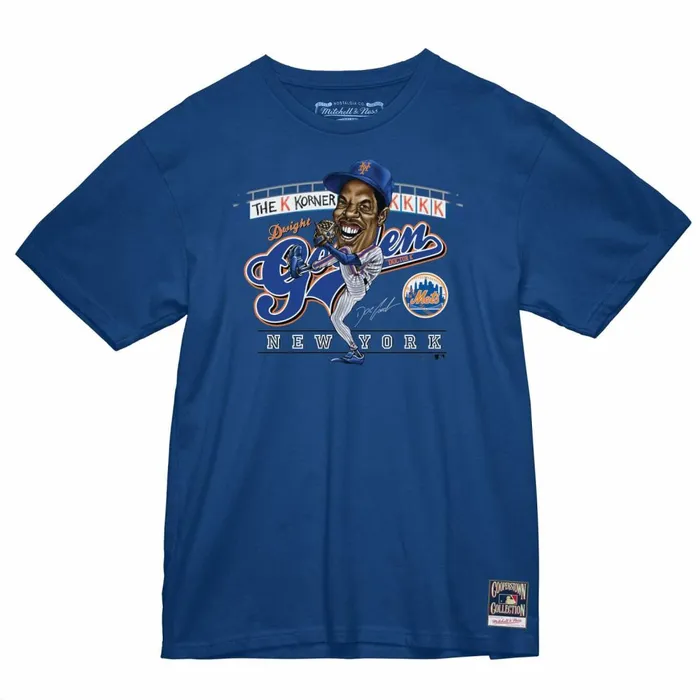Men039s MLB Mitchell and Ness Gooden Caricature Tee New York Mets Dwight Gooden