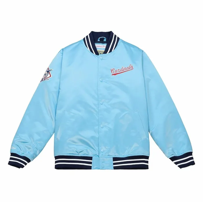 Men039s MLB Mitchell and Ness Heavyweight Satin Jacket St Louis Cardinals