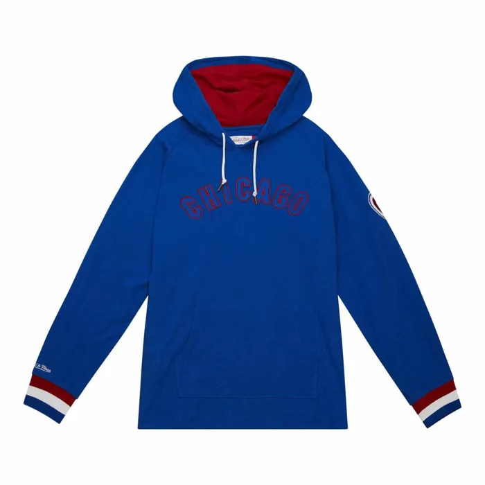 Men039s MLB Mitchell and Ness Legendary Slub Long Sleeve Hoodie Chicago Cubs