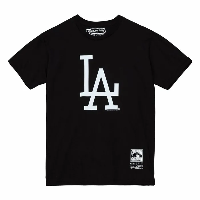 Men039s MLB Mitchell and Ness MLB Script Wordmark Tee Dodgers