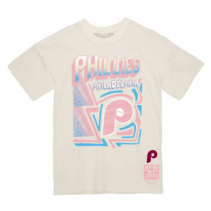Men039s MLB Mitchell and Ness Sidewalk Sketch Tee Philadelphia Phillies