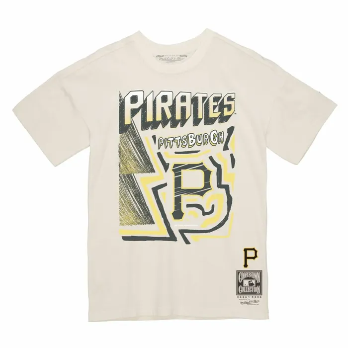 Men039s MLB Mitchell and Ness Sidewalk Sketch Tee Pittsburgh Pirates