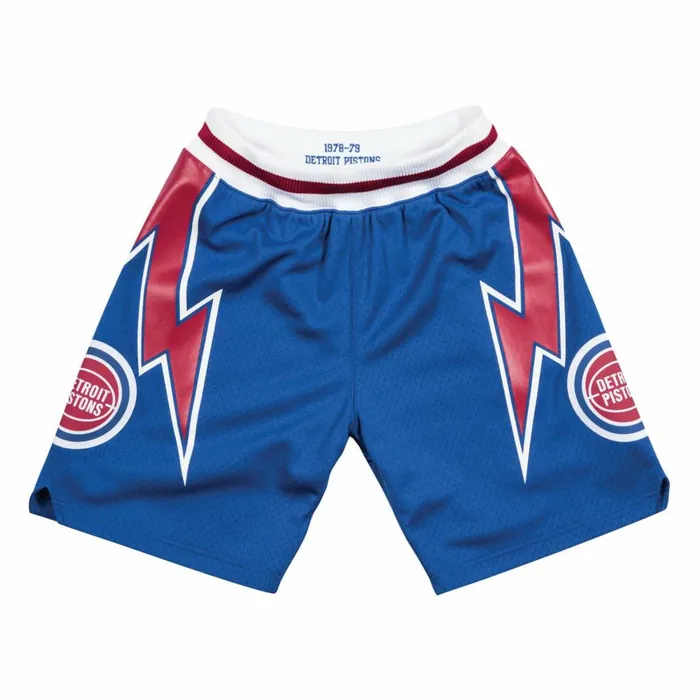 Men039s NBA Authentic Mitchell and Ness Authentic Detroit Pistons Road 197879 Shorts