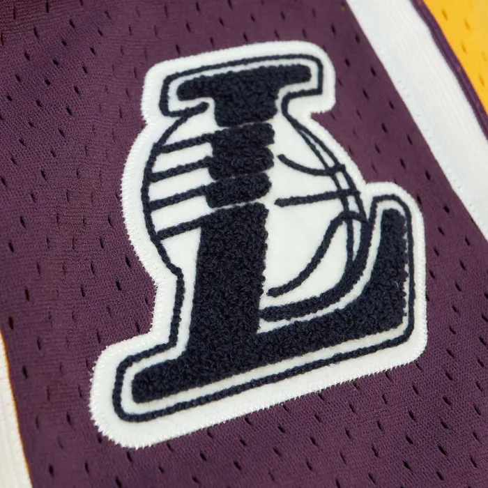 Men039s NBA Swingman Mitchell and Ness Off Court Chenille Swingman Los Angeles Lakers 200910 Shorts Men039s NBA Swingman Mitchell and Ness Off Court Chenille Swingman Los Angeles Lakers 200910 Shorts