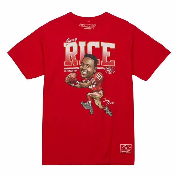 Men039s NFL Mitchell and Ness Caricatures Tee San Francisco 49ers Jerry Rice