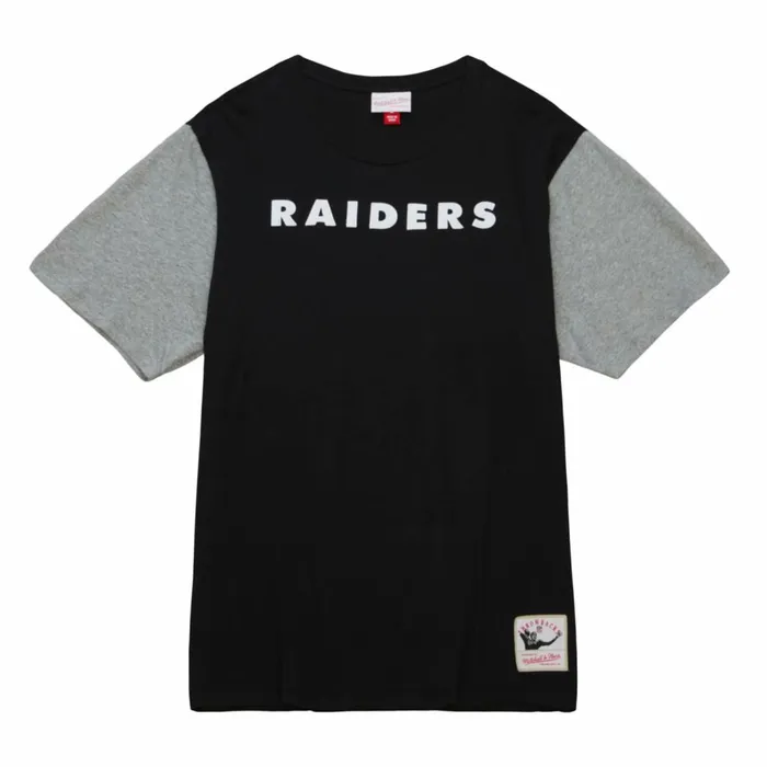 Men039s NFL Mitchell and Ness Color Blocked SS Tee Oakland Raiders