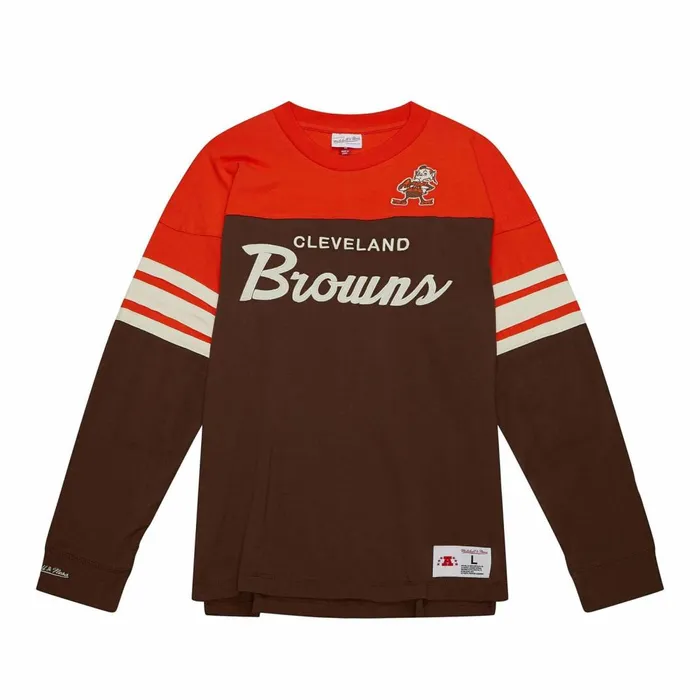 Men039s NFL Mitchell and Ness Special Script Long Sleeve Cleveland Browns