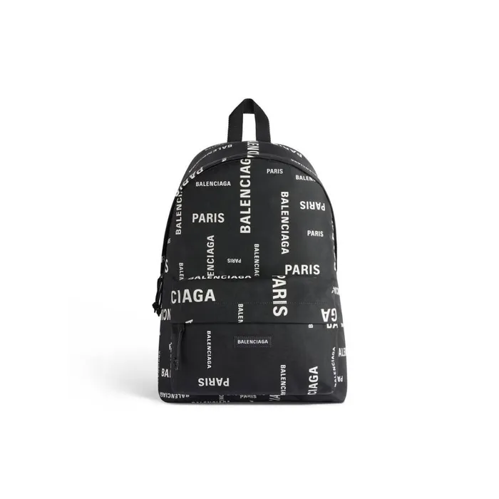 Men Backpacks Balenciaga Explorer Backpack Bal Paris Allover In Black