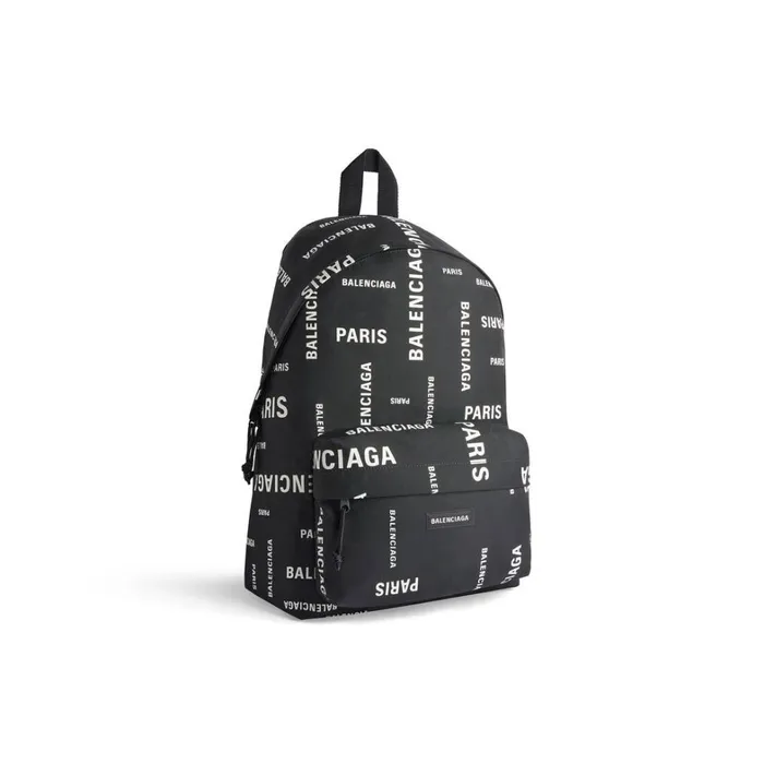 Men Backpacks Balenciaga Explorer Backpack Bal Paris Allover In Black