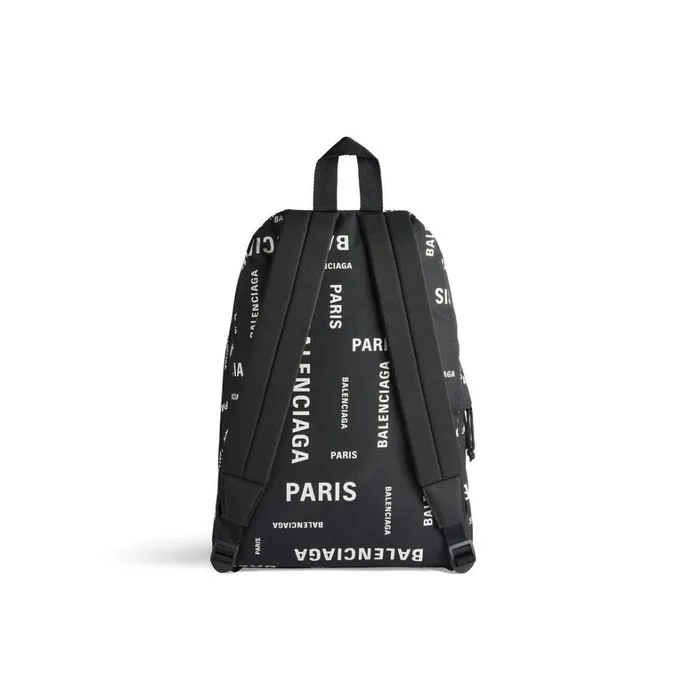 Men Backpacks Balenciaga Explorer Backpack Bal Paris Allover In Black