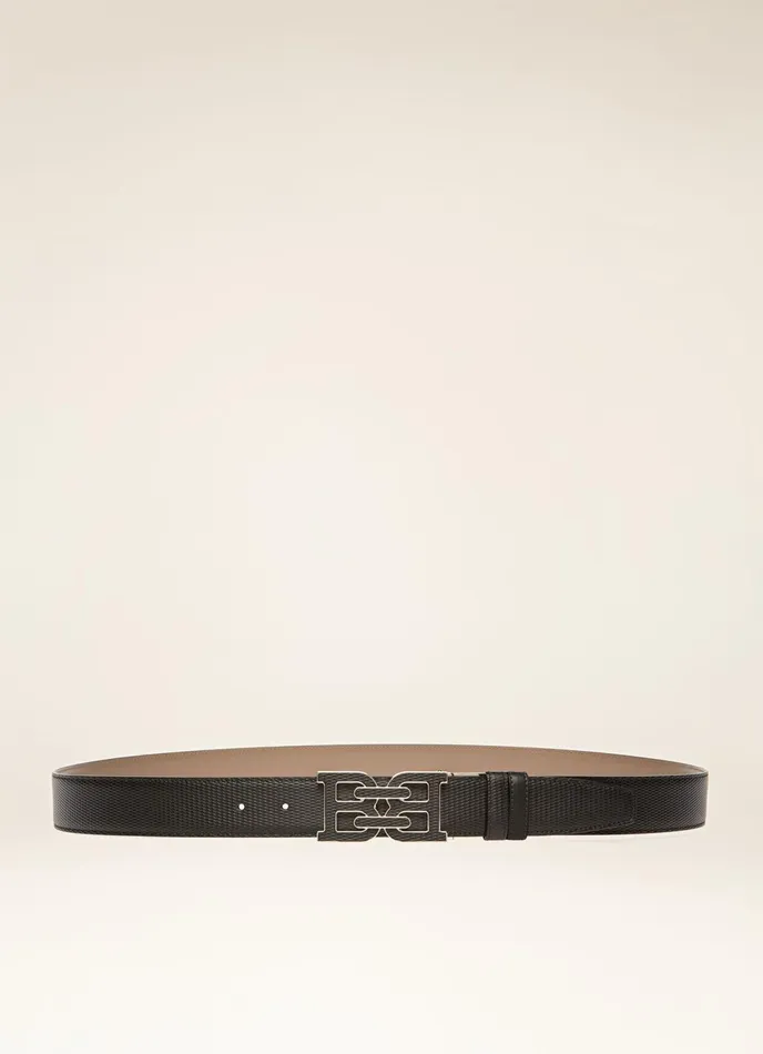 Men Bally Belts BChain 8211 Leather 35mm Belt In Black and Taupe