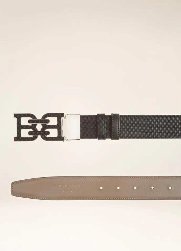 Men Bally Belts BChain 8211 Leather 35mm Belt In Black and Taupe