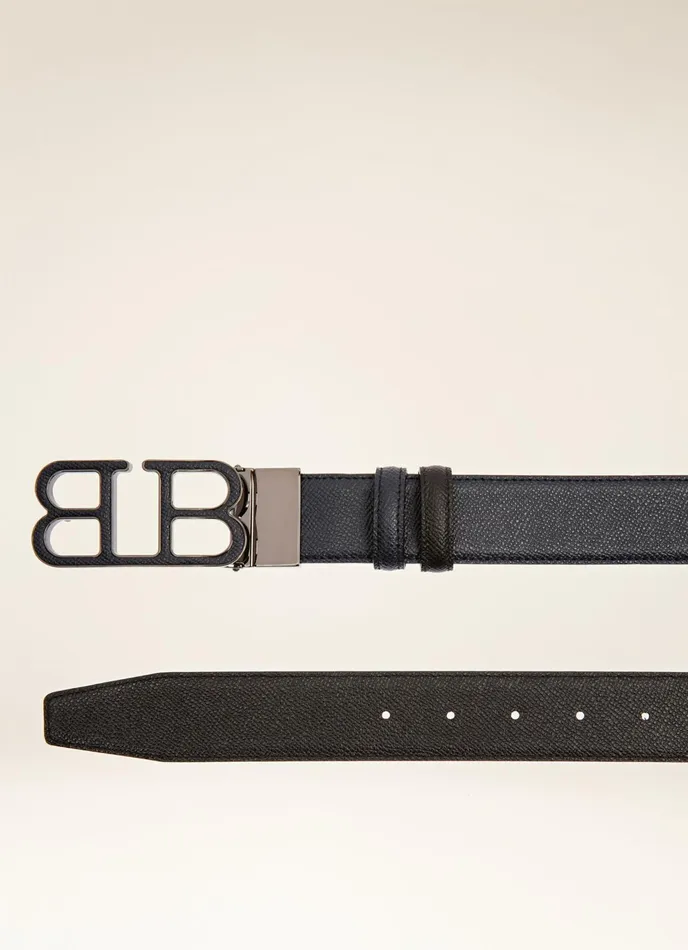 Men Bally Belts Britt 8211 Leather 35mm Belt In Navy