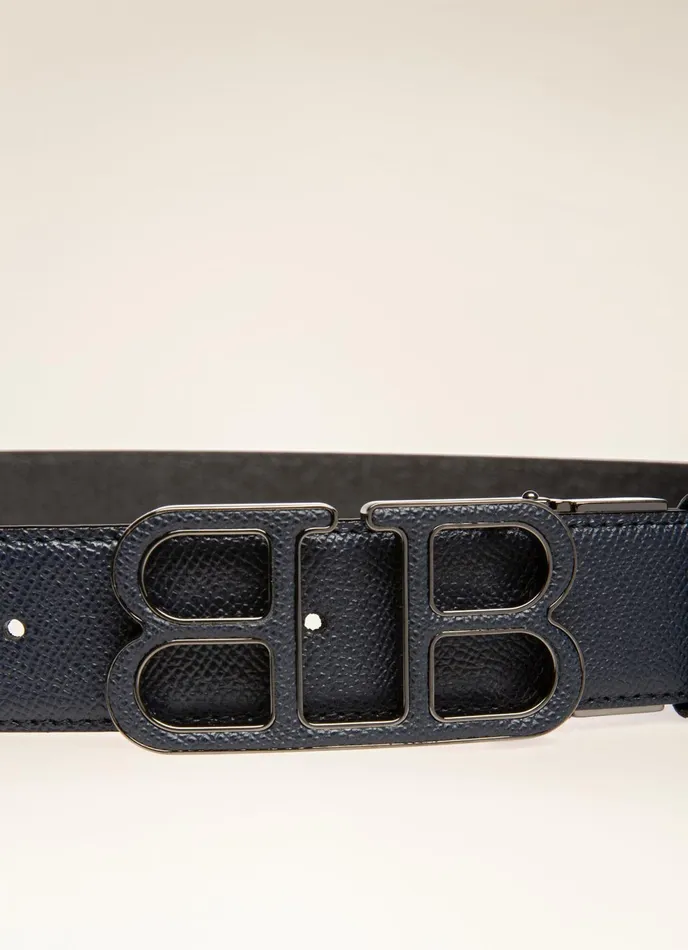 Men Bally Belts Britt 8211 Leather 35mm Belt In Navy