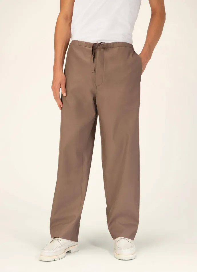 Men Bally Pants Relaxed Trousers 8211 Cotton and Wool Bottoms In Tan