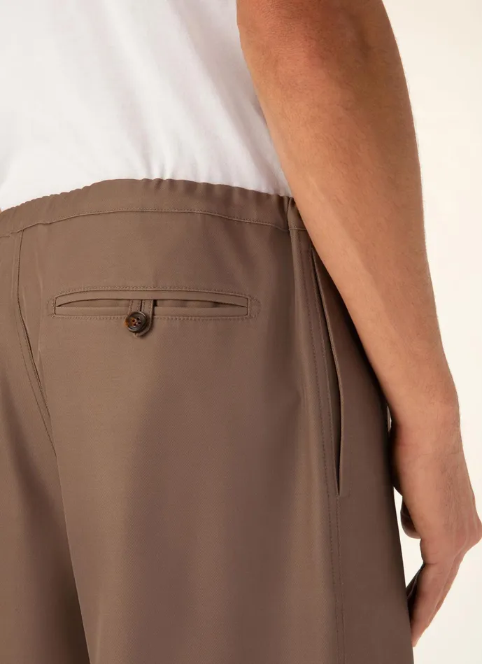 Men Bally Pants Relaxed Trousers 8211 Cotton and Wool Bottoms In Tan