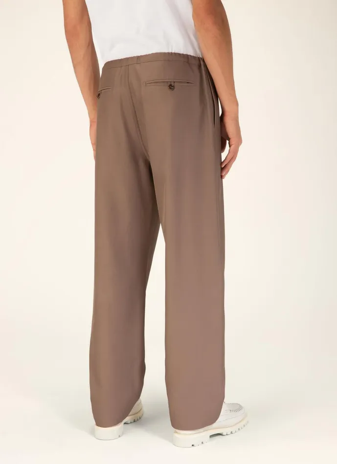 Men Bally Pants Relaxed Trousers 8211 Cotton and Wool Bottoms In Tan