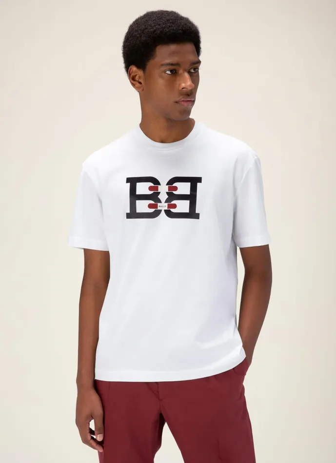 Men Bally Shirts And TShirts BChain TShirt 8211 Cotton Top In White