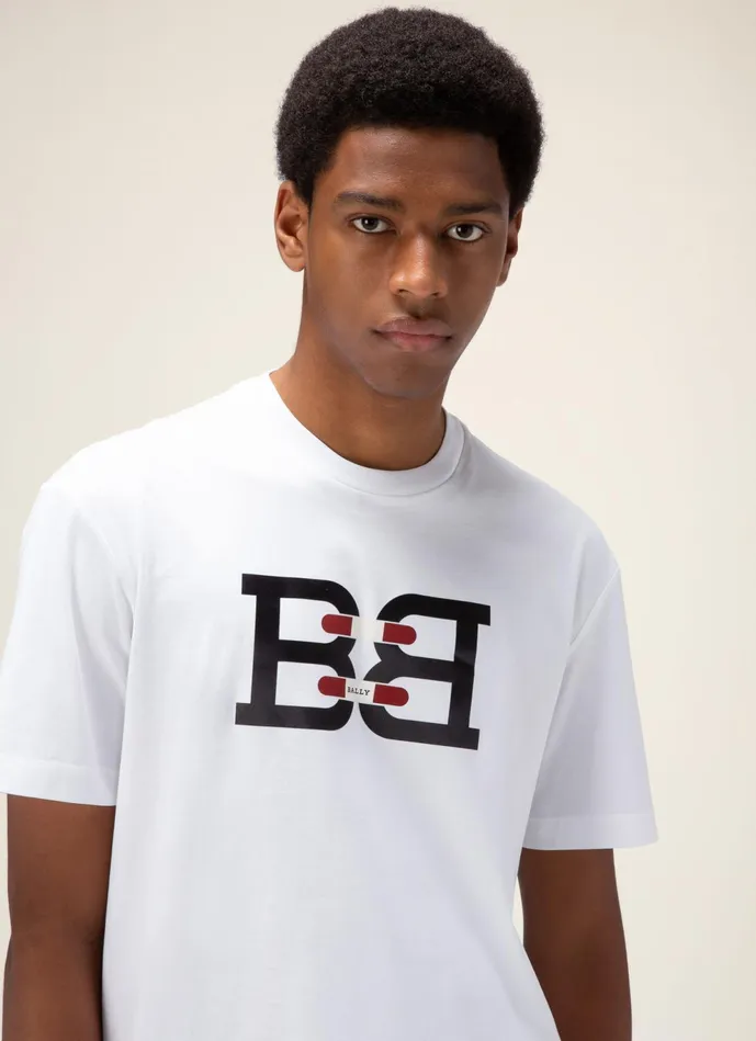 Men Bally Shirts And TShirts BChain TShirt 8211 Cotton Top In White