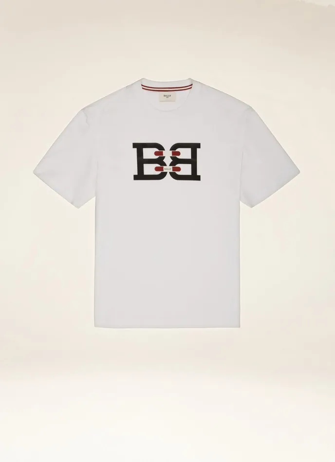 Men Bally Shirts And TShirts BChain TShirt 8211 Cotton Top In White