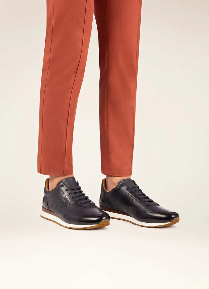 Men Bally Sneakers Asken 8211 Leather Sneakers In Navy
