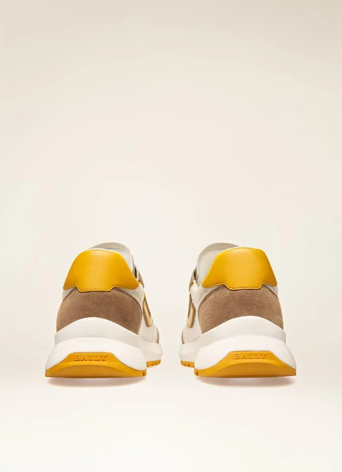 Men Bally Sneakers Demmy 8211 Mesh and Leather Sneakers In Taupe and White