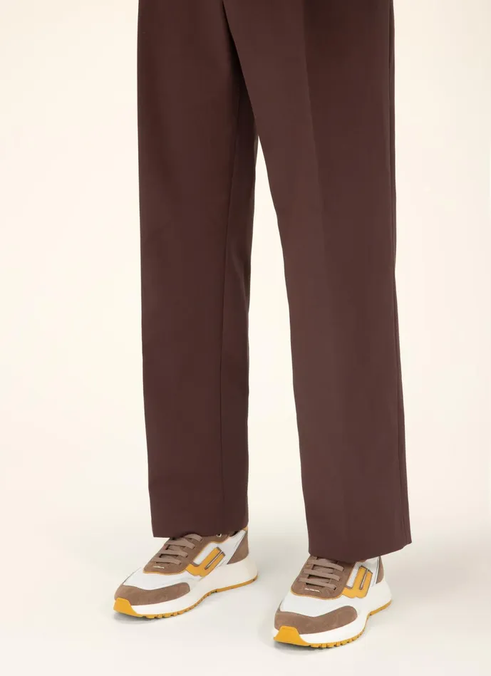 Men Bally Sneakers Demmy 8211 Mesh and Leather Sneakers In Taupe and White