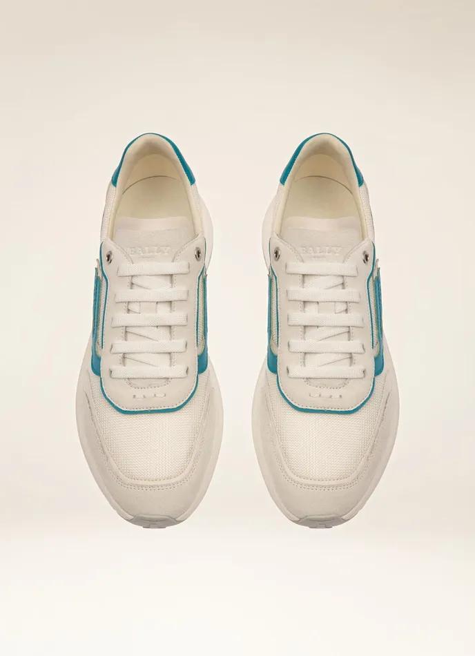 Men Bally Sneakers Demmy 8211 Mesh and Leather Sneakers In White