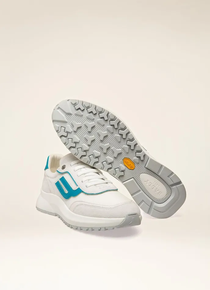 Men Bally Sneakers Demmy 8211 Mesh and Leather Sneakers In White