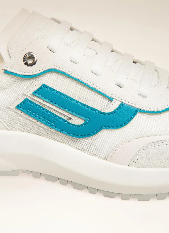 Men Bally Sneakers Demmy 8211 Mesh and Leather Sneakers In White