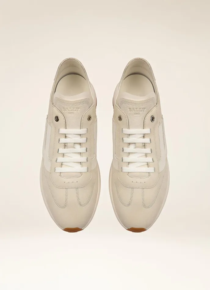 Men Bally Sneakers Demyl 8211 Leather Sneakers In Dusty White and White