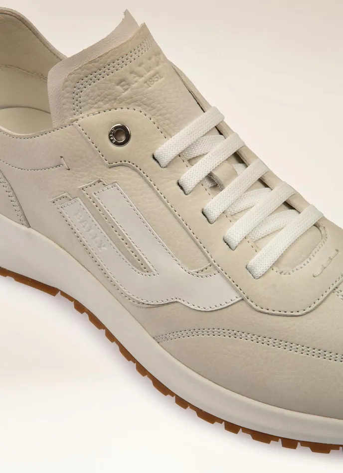 Men Bally Sneakers Demyl 8211 Leather Sneakers In Dusty White and White