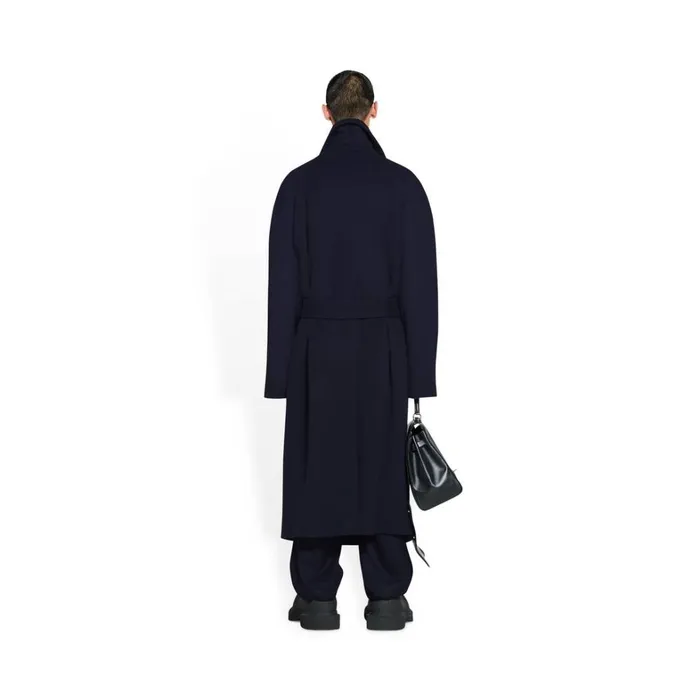 Men Coats and Jackets Balenciaga Raglan Coat In Navy Blue