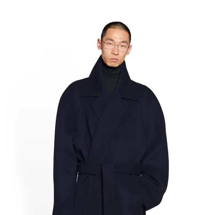Men Coats and Jackets Balenciaga Raglan Coat In Navy Blue