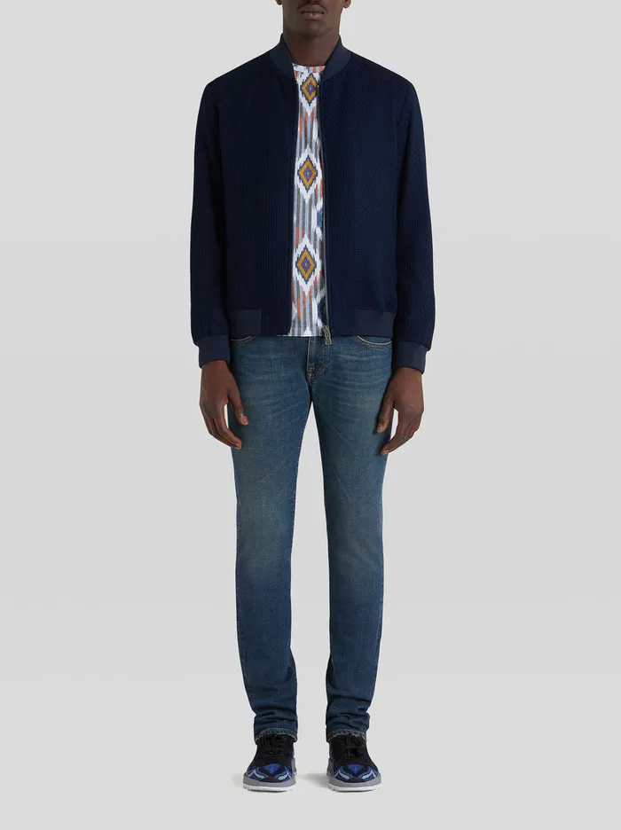 Men Cotton Jersey Bomber Jacket Etro Coats And Outerwear