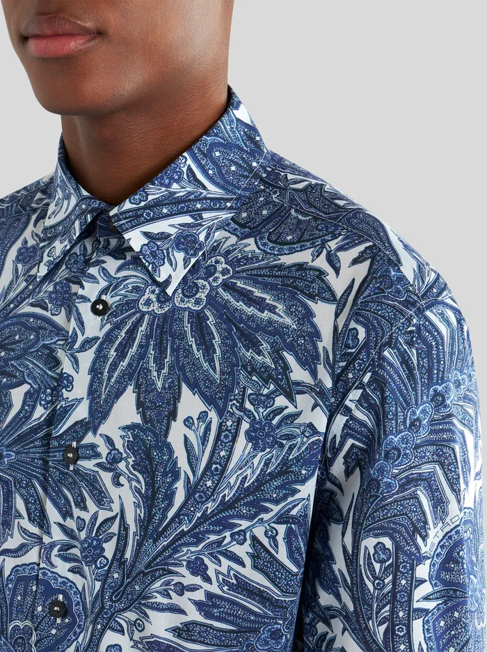 Men Cotton Shirt With Floral Paisley Print Etro Shirts