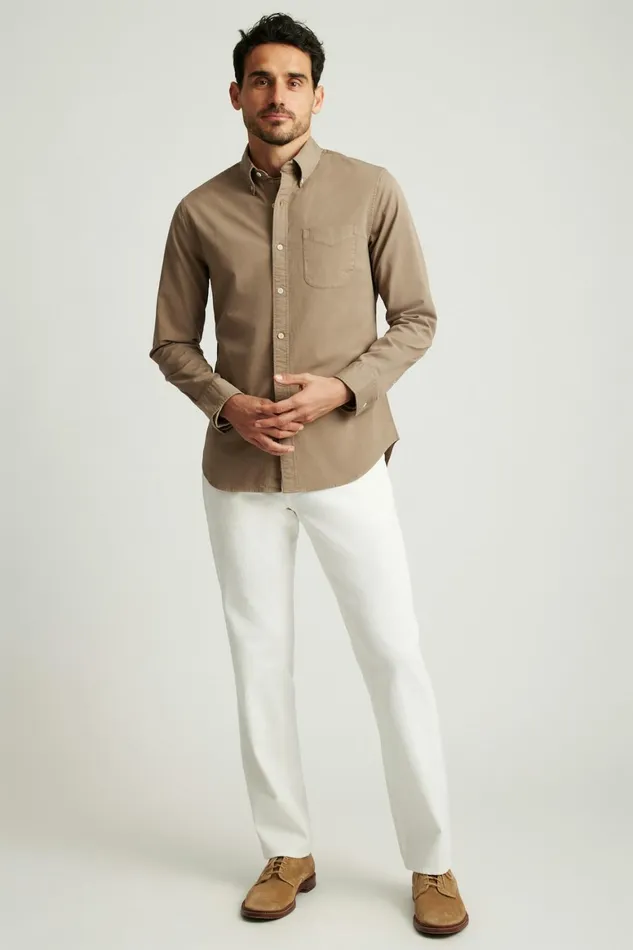 Men Everyday Bedford Shirt Mushroom Brown Bonobos Casual Shirts