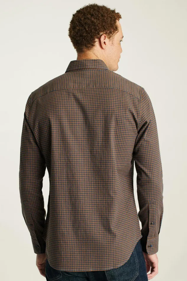Men Everyday Lightweight Flannel Shirt Navy Blue Rust Check Bonobos Casual Shirts