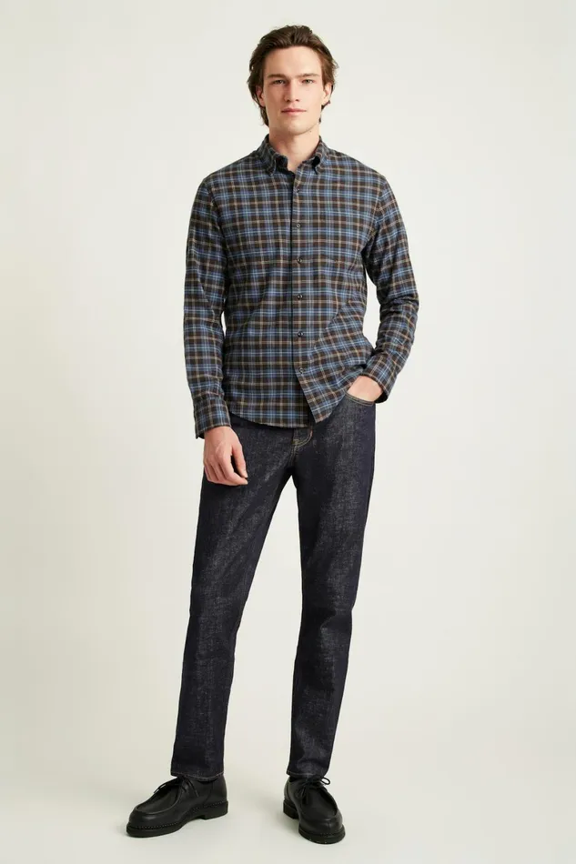 Men Everyday Lightweight Flannel Shirt Navy Chocolate Plaid Bonobos Casual Shirts Men Everyday Lightweight Flannel Shirt Navy Chocolate Plaid Bonobos Casual Shirts