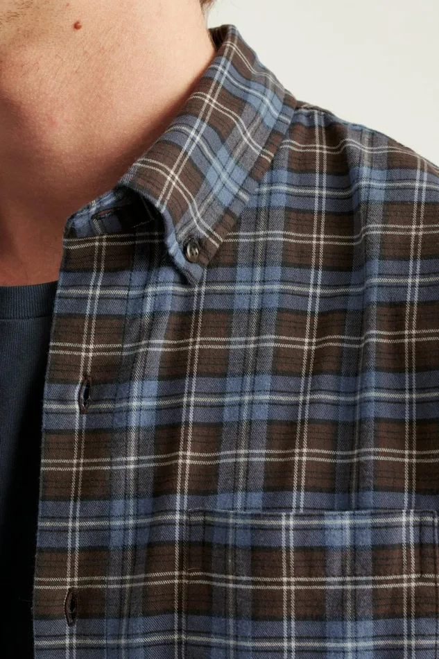 Men Everyday Lightweight Flannel Shirt Navy Chocolate Plaid Bonobos Casual Shirts