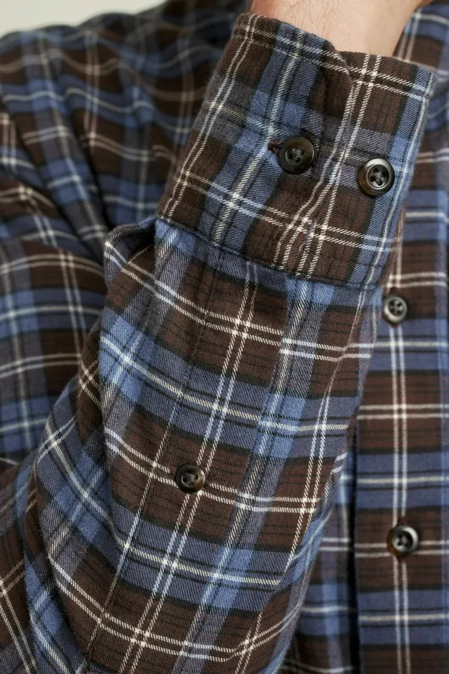 Men Everyday Lightweight Flannel Shirt Navy Chocolate Plaid Bonobos Casual Shirts