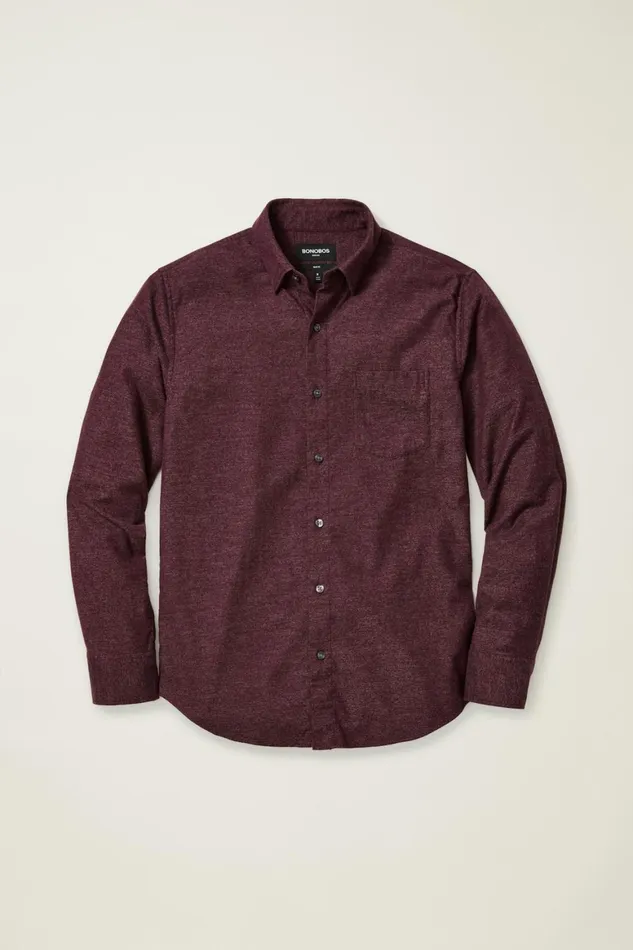 Men Everyday Lightweight Flannel Shirt Wild Plum Jaspe Bonobos Casual Shirts