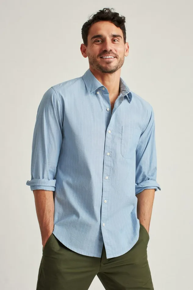 Men Everyday Shirt Blue Stripe Light Chambray Bonobos Casual Shirts