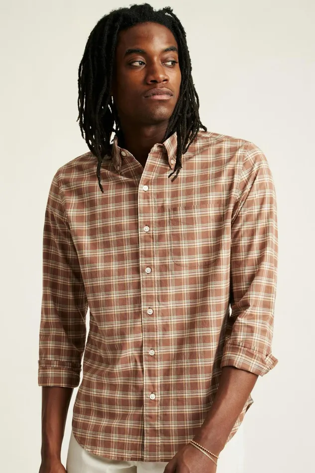 Men Everyday Shirt Brown Leon Plaid Bonobos Casual Shirts
