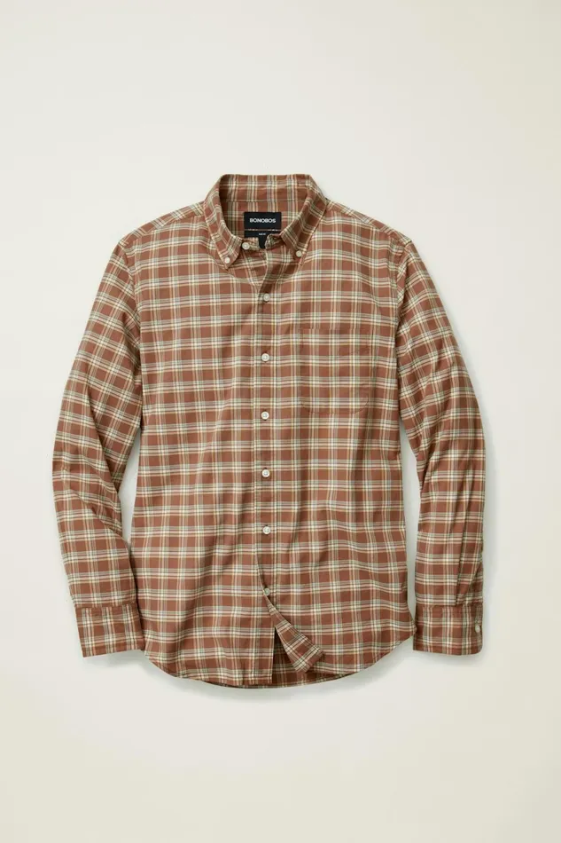 Men Everyday Shirt Brown Leon Plaid Bonobos Casual Shirts